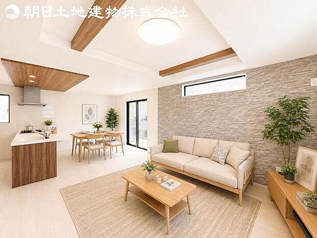 【リビング】静寂も喧騒も楽しめるご家族のお気に入りの大空間。いつまでもその場にいたくなる心地よさがご家族を繋げます。※家具等はCG合成です。
