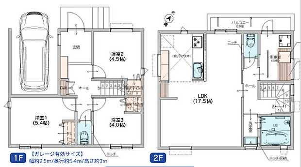 【間取り図】家事室などがある使い勝手のよい間取りです。