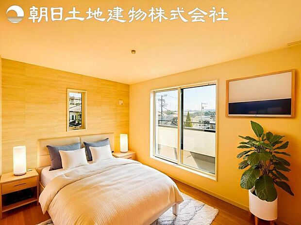 【寝室】時間がゆったりと流れるのを感じるプライベート空間です。リビングで楽しくすごしたあとはリラックスタイムを愉しめます。※家具等はCG合成となります。