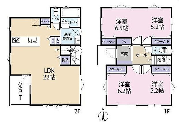 【間取り図】洋室は将来的にお部屋を分けて使うこともできるように設計されています。