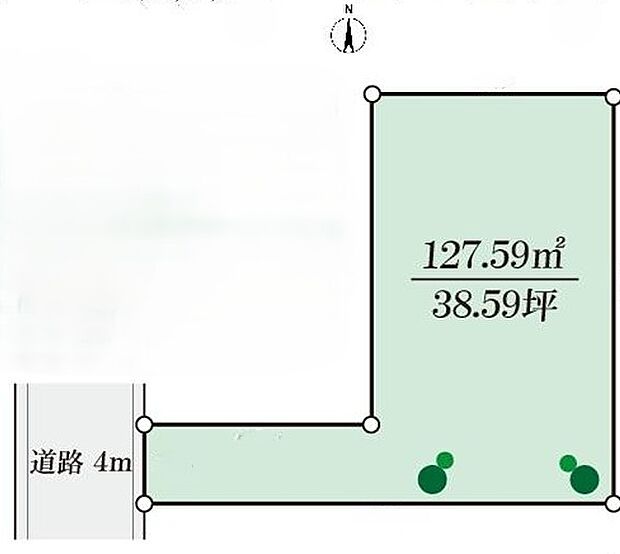 【区画図】南側にちょっとした庭スペースのある配置となっています。