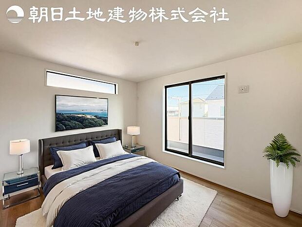 【寝室】時間がゆったりと流れるのを感じるプライベート空間です。リビングで楽しくすごしたあとはリラックスタイムを愉しめます。※家具等はCG合成です。