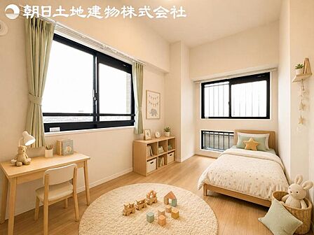 【子供部屋】道行く人の視線を気にせず暮らせる安心感。※家具等はCG合成です。