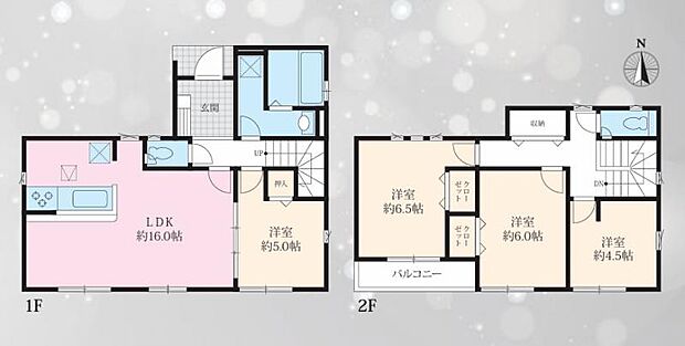 【間取り図】※1階LDKの横の洋室は和室となります。