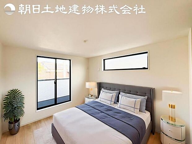 【寝室】時間がゆったりと流れるのを感じるプライベート空間です。リビングで楽しくすごしたあとはリラックスタイムを愉しめます。※家具等はCG合成です。