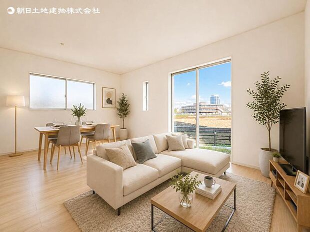 【リビング】静寂も喧騒も楽しめるご家族のお気に入りの大空間。いつまでもその場にいたくなる心地よさがご家族を繋げます。※家具等はCG合成です。