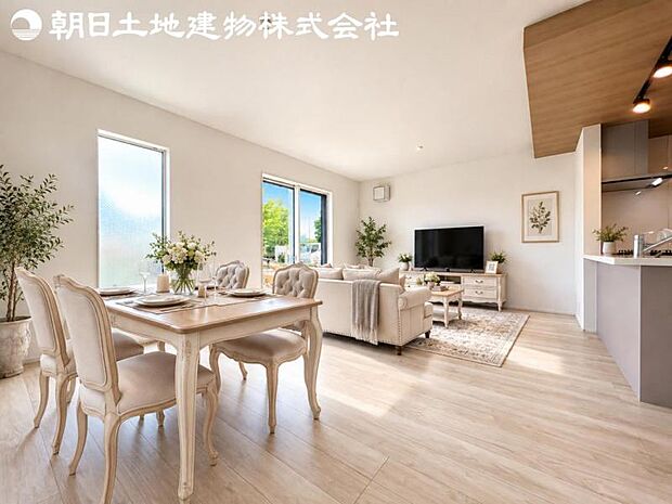 【リビング】静寂も喧騒も楽しめるご家族のお気に入りの大空間。いつまでもその場にいたくなる心地よさがご家族を繋げます。※家具や小物等はCG合成です。