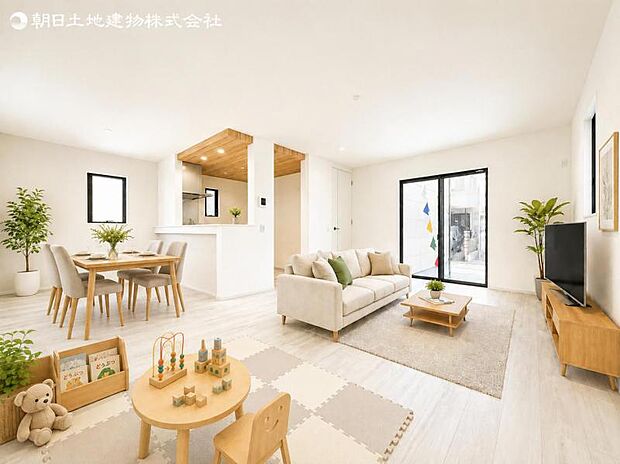 【リビング】静寂も喧騒も楽しめるご家族のお気に入りの大空間。いつまでもその場にいたくなる心地よさがご家族を繋げます。※家具等はCG合成です。