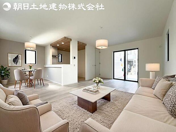 【リビング】静寂も喧騒も楽しめるご家族のお気に入りの大空間。いつまでもその場にいたくなる心地よさがご家族を繋げます。※家具等はCG合成です。