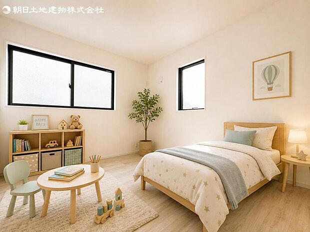 【子供部屋】光を取り込み明るいお部屋となっております。※家具等はCG合成です。