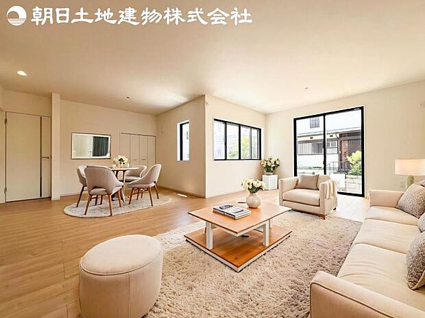 【リビング】静寂も喧騒も楽しめるご家族のお気に入りの大空間。いつまでもその場にいたくなる心地よさがご家族を繋げます。※家具等はCG合成です。