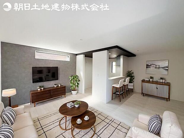 【リビング】静寂も喧騒も楽しめるご家族のお気に入りの大空間。いつまでもその場にいたくなる心地よさがご家族を繋げます。※家具等はCG合成です。