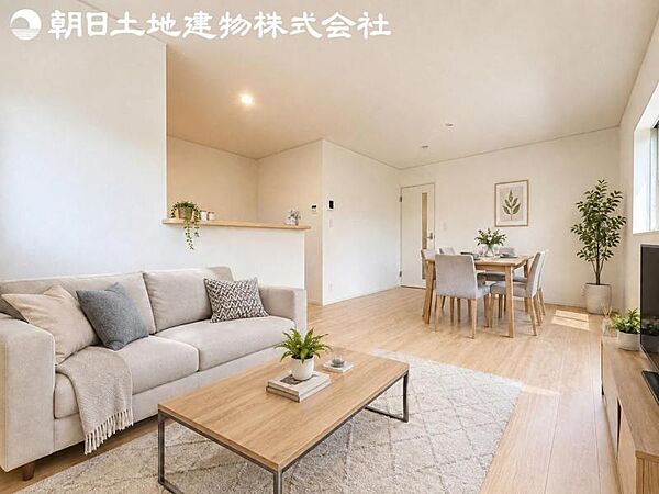 【リビング】ご家族の一日のはじまりも一日の終わりも、いつもこの空間から。お家のなかで特にこだわって頂きたい空間です。※家具等はCG合成です。