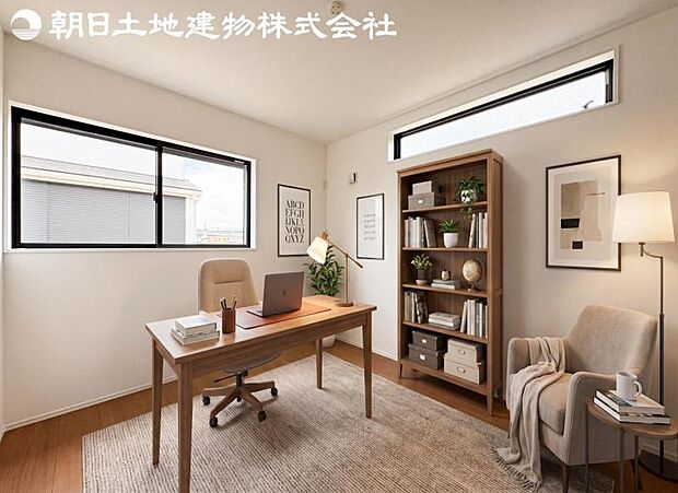 【書斎】道行く人の視線を気にせず暮らせる安心感。そして窓から見える空がさらなる解放感を演出します。
