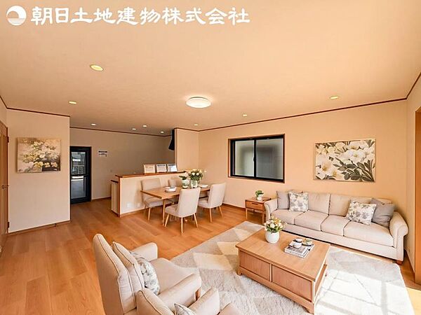 【リビング】静寂も喧騒も楽しめるご家族のお気に入りの大空間。いつまでもその場にいたくなる心地よさがご家族を繋げます。※家具等はCG合成です。