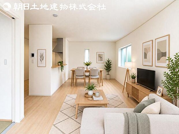 【リビング】ご家族の一日のはじまりも一日の終わりも、いつもこの空間から。お家のなかで特にこだわって頂きたい空間です。※家具等はCG合成です。