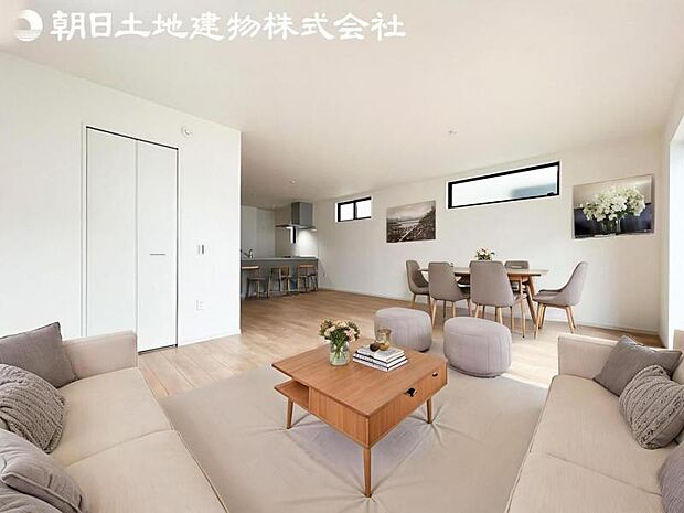 【リビング】静寂も喧騒も楽しめるご家族のお気に入りの大空間。いつまでもその場にいたくなる心地よさがご家族を繋げます。※家具等はCG合成です。