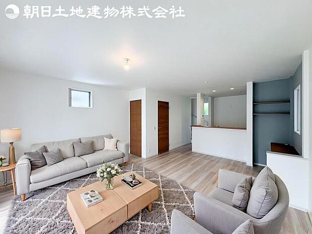 【リビング】静寂も喧騒も楽しめるご家族のお気に入りの大空間。いつまでもその場にいたくなる心地よさがご家族を繋げます。※家具等はCG合成です。