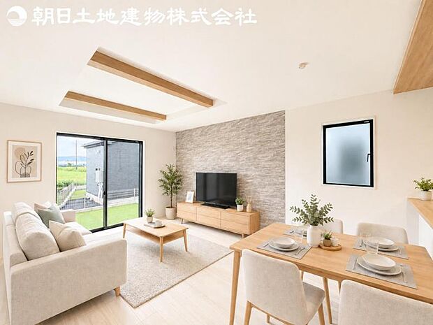 【リビング】静寂も喧騒も楽しめるご家族のお気に入りの大空間。いつまでもその場にいたくなる心地よさがご家族を繋げます。※家具等はCG合成です。