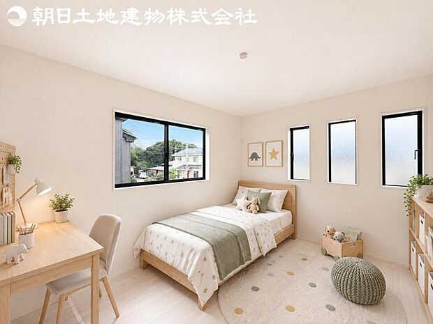 【子供部屋】道行く人の視線を気にせず暮らせる安心感。※家具等はCG合成です。
