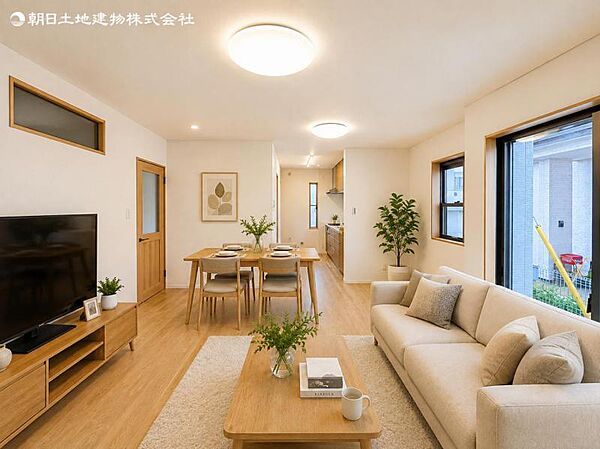 【リビング】静寂も喧騒も楽しめるご家族のお気に入りの大空間。いつまでもその場にいたくなる心地よさがご家族を繋げます。※家具等はCG合成です。