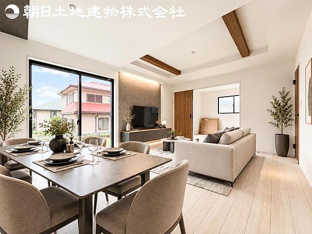 【リビング】静寂も喧騒も楽しめるご家族のお気に入りの大空間。いつまでもその場にいたくなる心地よさがご家族を繋げます。※家具や小物等はCG合成です。