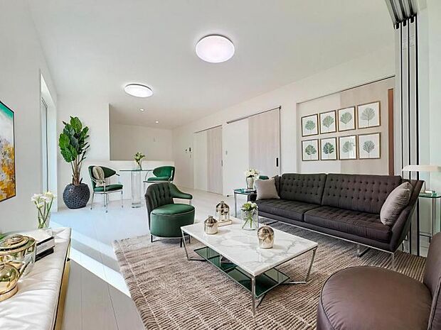 【LDK】開放感があるリビングとなりますので、家具の配置にも困りません！※家具はＣＧ合成の為付属しません。