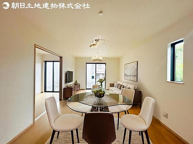 【LDK】大切なご家族が集まるからこそLDKはこだわりたい!休日はおひさまの光をたっぷりと取りこめるリビングでゆったりと過ごしませんか?※家具はCG合成の為付属しません。