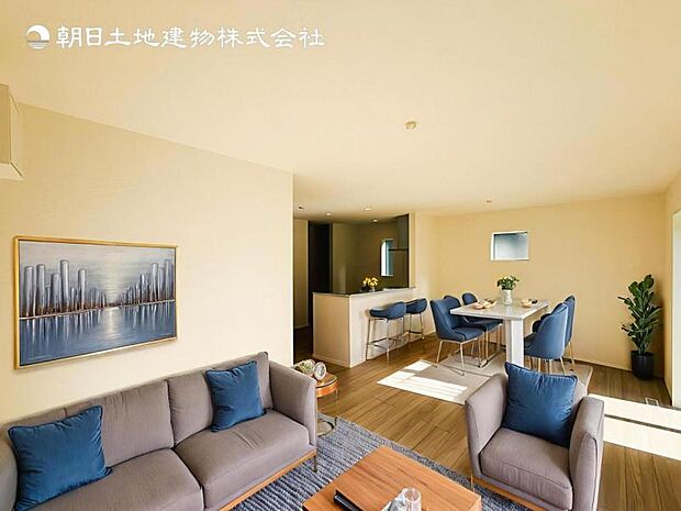 【LDK】大切なご家族が集まるからこそLDKはこだわりたい!休日はおひさまの光をたっぷりと取りこめるリビングでゆったりと過ごしませんか?※家具はCG合成の為付属しません。