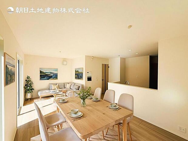 【LDK】大切なご家族が集まるからこそLDKはこだわりたい!休日はおひさまの光をたっぷりと取りこめるリビングでゆったりと過ごしませんか?※家具はCG合成の為付属しません。