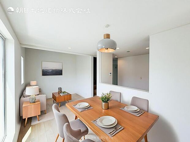 【LDK】大切なご家族が集まるからこそLDKはこだわりたい!休日はおひさまの光をたっぷりと取りこめるリビングでゆったりと過ごしませんか?※家具はCG合成の為付属しません。