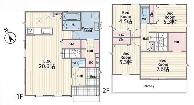 【1号棟：間取図】