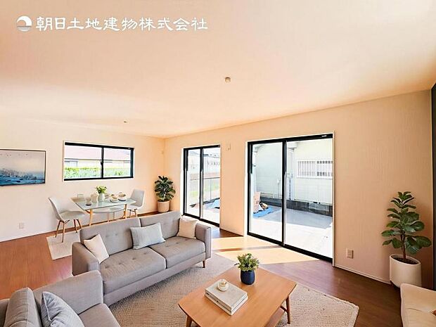 【LDK】大切なご家族が集まるからこそLDKはこだわりたい!休日はおひさまの光をたっぷりと取りこめるリビングでゆったりと過ごしませんか?※家具はCG合成の為付属しません。