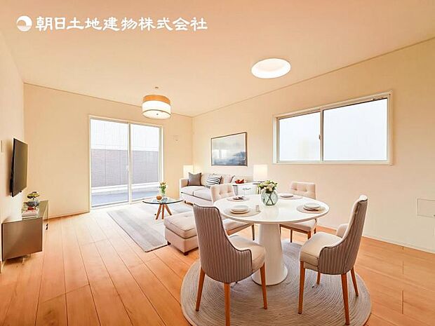 【LDK】大切なご家族が集まるからこそLDKはこだわりたい!休日はおひさまの光をたっぷりと取りこめるリビングでゆったりと過ごしませんか?※家具はCG合成の為付属しません。