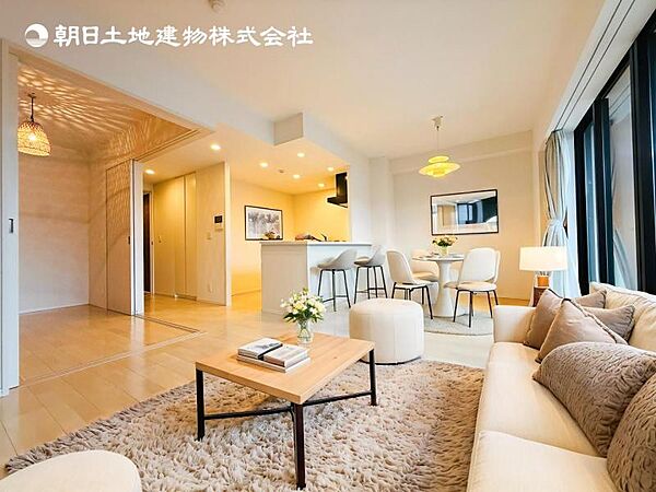 【LDK】大切なご家族が集まるからこそＬＤＫはこだわりたい！休日はおひさまの光をたっぷりと取りこめるリビングでゆったりと過ごしませんか？※家具はＣＧ合成の為付属しません。