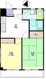 三橋マンション 201 2階2DKの間取り