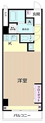 ニューハイツ湯島 6階ワンルームの間取り