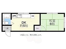 三浦マンション 1DKの間取図画像