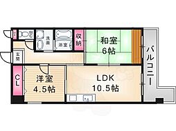 メゾンリヴィエール 3階2LDKの間取り