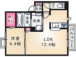 ラ・ポルテ 2階1LDKの間取り