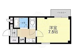 ハピネス園田 5階1Kの間取り