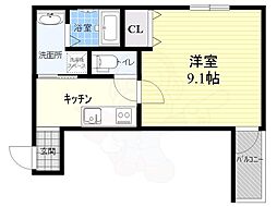フジパレス大物駅北1番館 3階1Kの間取り