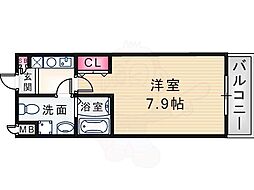 セルジュYS東園田 1Kの間取図画像