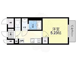 シロハイヌ尼崎中央 1Kの間取図画像