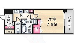 エクセルコート昭和通ブライトプレイス 1Kの間取図画像