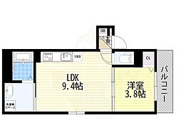 トレフル・ロシェ尼崎 1LDKの間取図画像