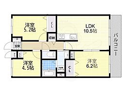 アメニティ大将軍 3LDKの間取図画像