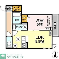 日暮里舎人ライナー 舎人公園駅 徒歩12分の賃貸アパート 1階1LDKの間取り