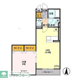 つくばエクスプレス 八潮駅 徒歩31分の賃貸アパート 2階1LDKの間取り