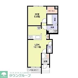 つくばエクスプレス 八潮駅 徒歩22分の賃貸アパート 1階1LDKの間取り